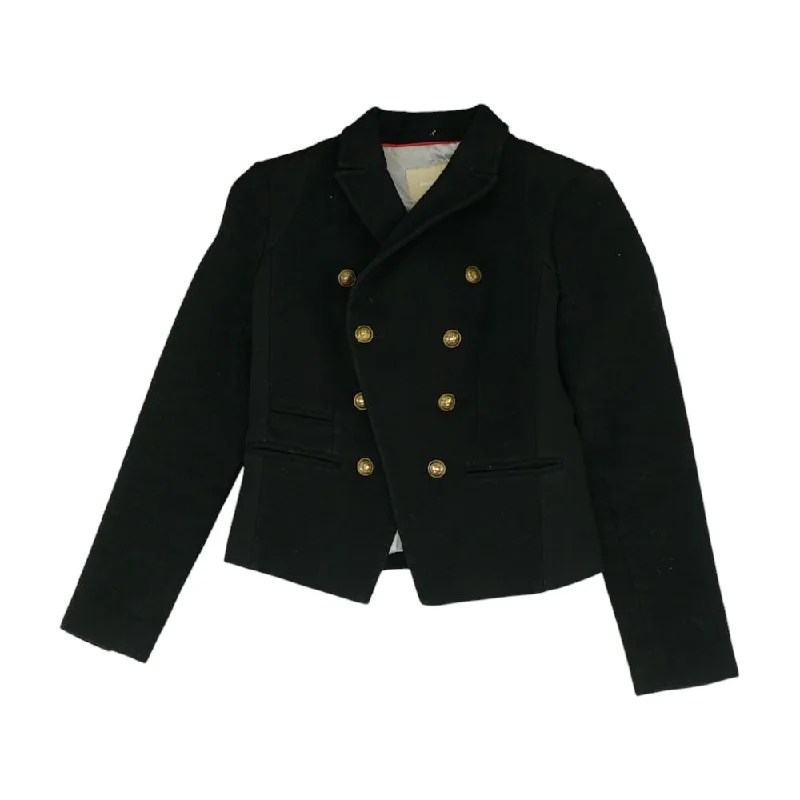 Black Solid Blazer Women's Patchwork Suit