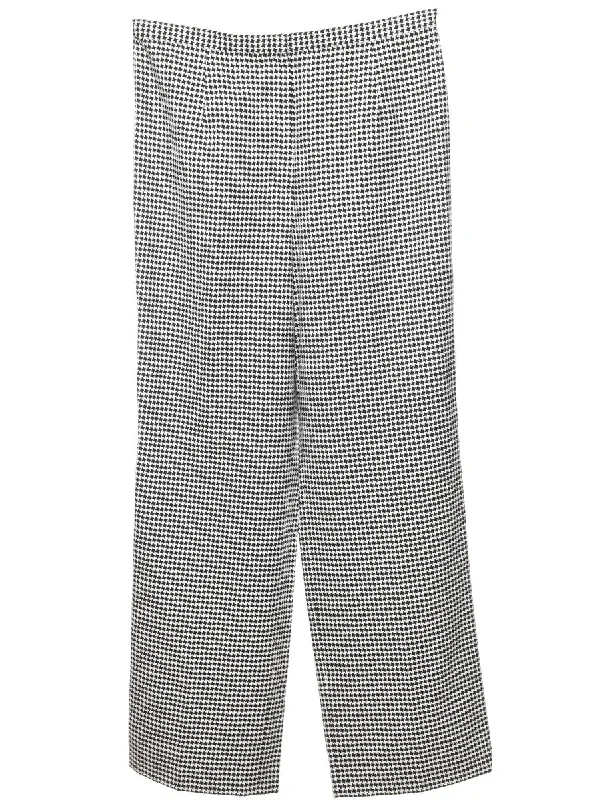 Black & White Dogtooth Design Trousers - W34 L32 Trousers Wedding White