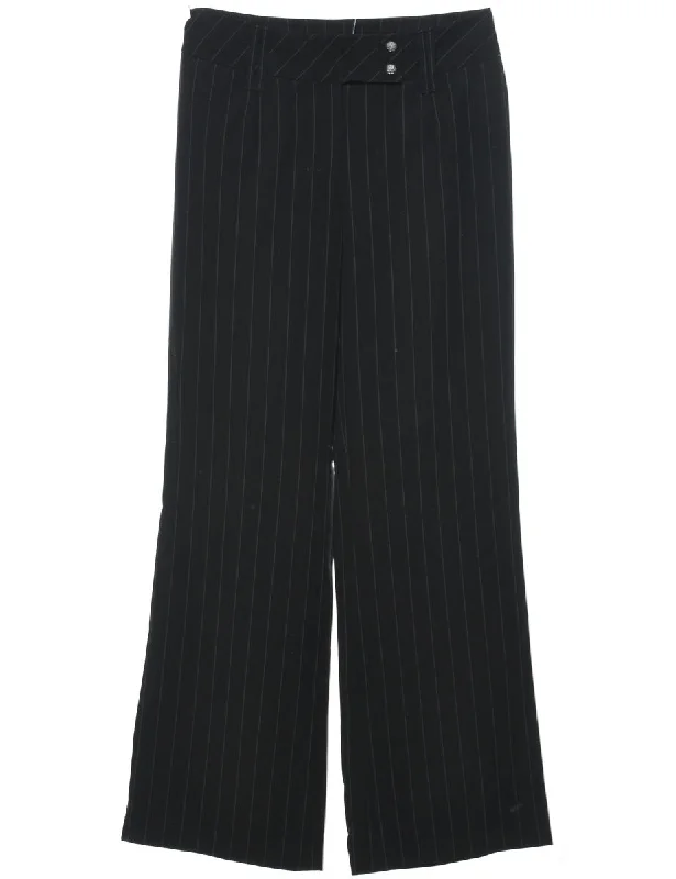 Striped Black Classic Trousers - W27 L29 Trousers Travel Practical