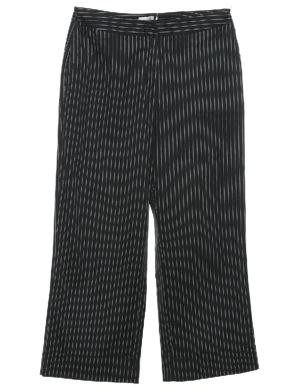 Black Striped Classic Trousers - W30 L25 Trousers versatile all-occasion