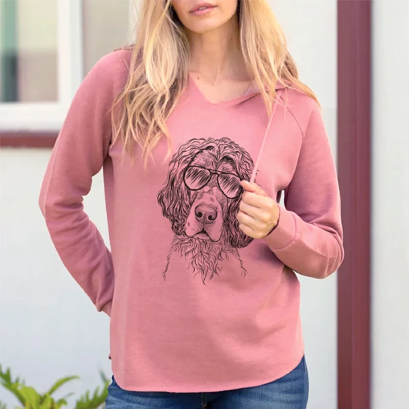 Aviator Sir Rexford the Blue Belton English Setter - Cali Wave Hooded Sweatshirt Hoodie with Belted Waist Structured Tailored Aviator Sir Rexford the Blue Belton English Setter - Cali Wave Hooded Sweatshirt Hoodie with Belted Waist Structured Tailored
