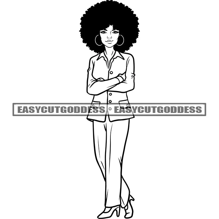 African American Educated Woman Wearing Hoop Earing Afro Hairstyle Smile Face Black And White Artwork Design Element BW Wearing Business Coat SVG JPG PNG Vector Clipart Cricut Silhouette Cut Cutting Appliqued Beaded Sequined African American Educated Woman Wearing Hoop Earing Afro Hairstyle Smile Face Black And White Artwork Design Element BW Wearing Business Coat SVG JPG PNG Vector Clipart Cricut Silhouette Cut Cutting Appliqued Beaded Sequined