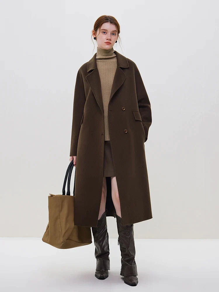 Luxury 4.6% Wool 95.4% Camel Hair Women Long Camel Wool Coats Asymmetrical Collar Hooded Zippered Luxury 4.6% Wool 95.4% Camel Hair Women Long Camel Wool Coats Asymmetrical Collar Hooded Zippered
