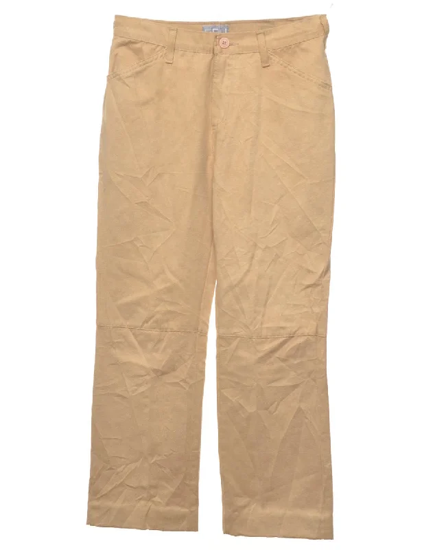 Beige Suede Wide-Leg Trousers - W29 L27 Skinny Trousers Denim Stretchy