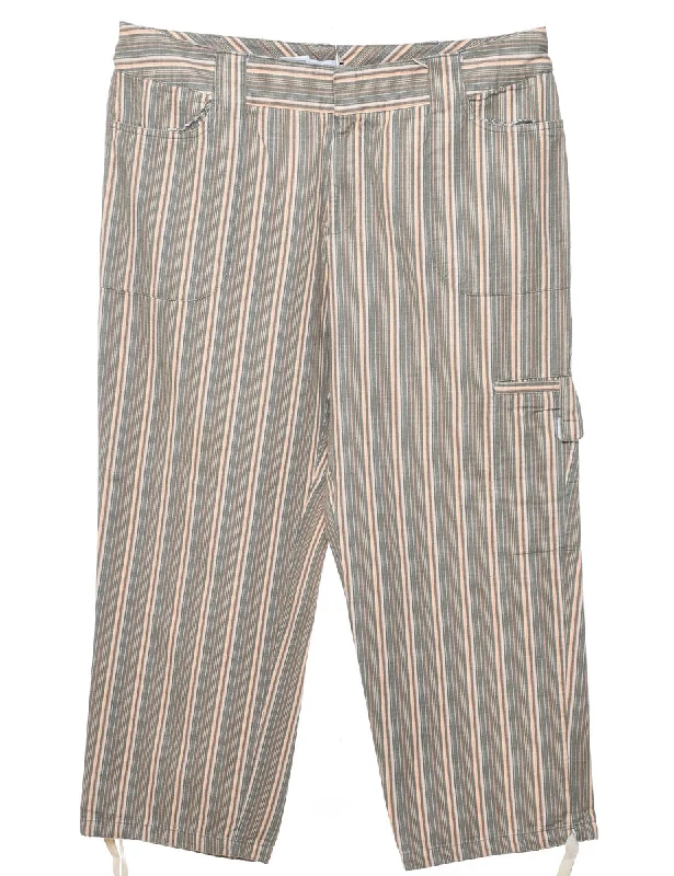 Grey & Peach Cropped Y2K Cargo Trousers - W36 L25 Trousers practical easy-care