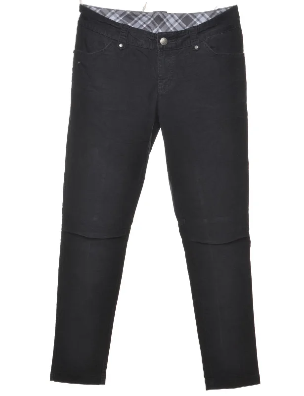 Black Corduroy Trousers - W32 L26 Trousers Pleated Formal