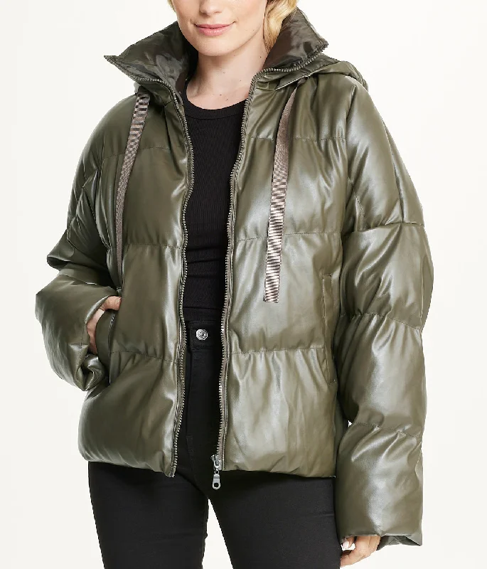 Vegan Leather Puffer Coat Rayon Velvet Corduroy