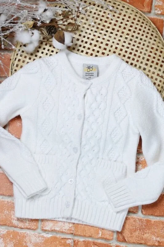 Cardigan Sweater Style 919 in White or Vintage Ivory Girls Iron Safe Non-Iron Wrinkle Free Cardigan Sweater Style 919 in White or Vintage Ivory Girls Iron Safe Non-Iron Wrinkle Free