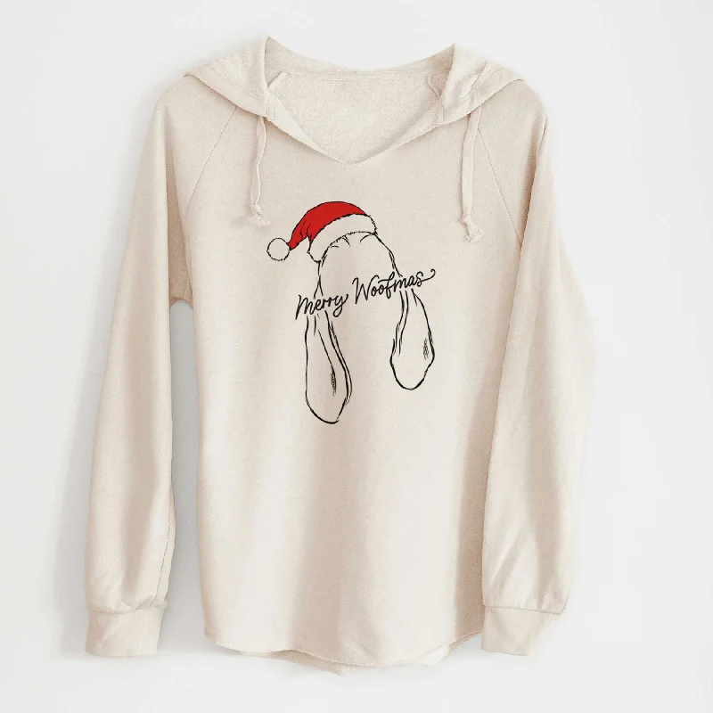 Merry Woofmas - Bloodhound - Cali Wave Hooded Sweatshirt Hoodie with Ribbed Hem Stretchable Secure Merry Woofmas - Bloodhound - Cali Wave Hooded Sweatshirt Hoodie with Ribbed Hem Stretchable Secure