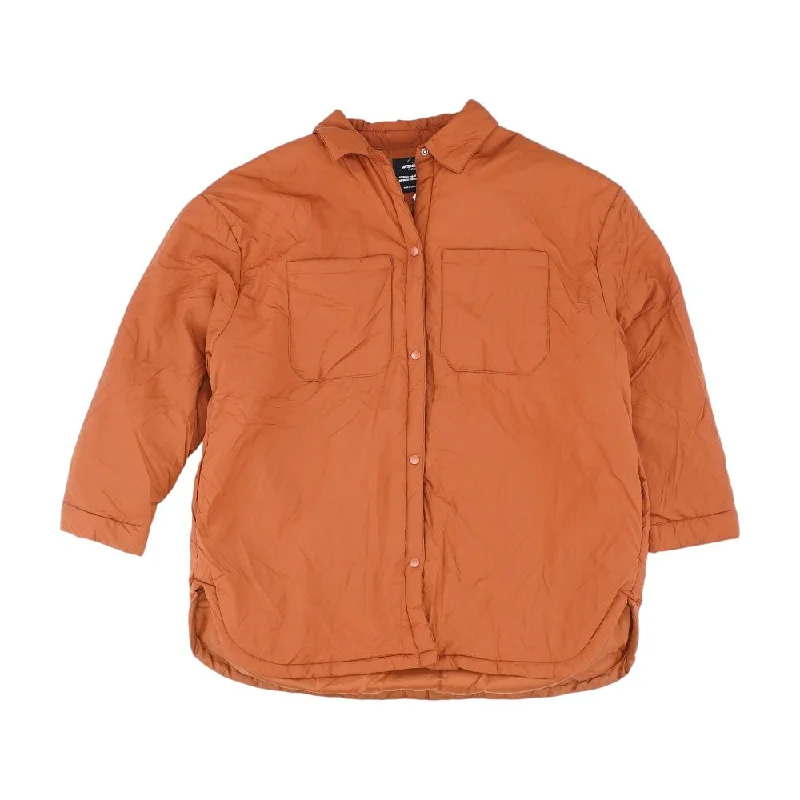 Rust Solid Puffer Coat Down Puffer Quilted