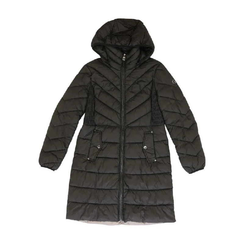 Black Solid Puffer Coat Down Puffer Quilted