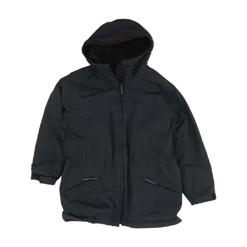 Vintage Black Solid Coat Parka Down Jacket Wool Coat