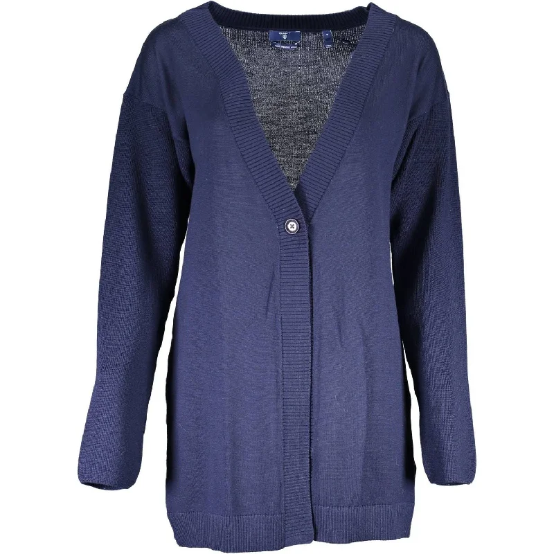 Gant Blue Wool Women Cardigan Casual Formal Business