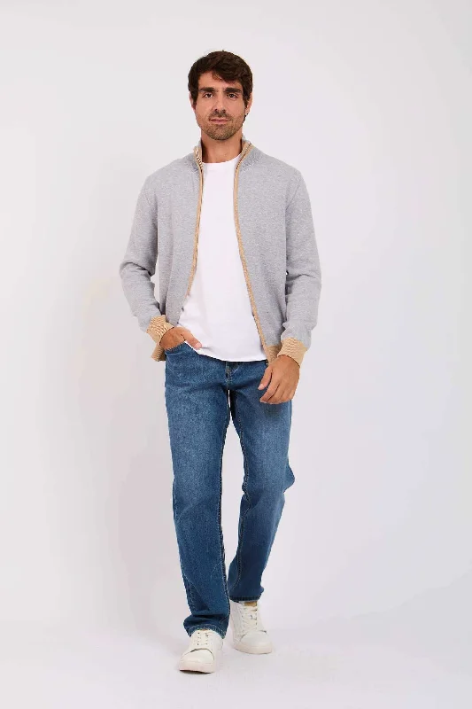 Men Regular Fit Cardigan - Grey Sequined Glittery Shiny