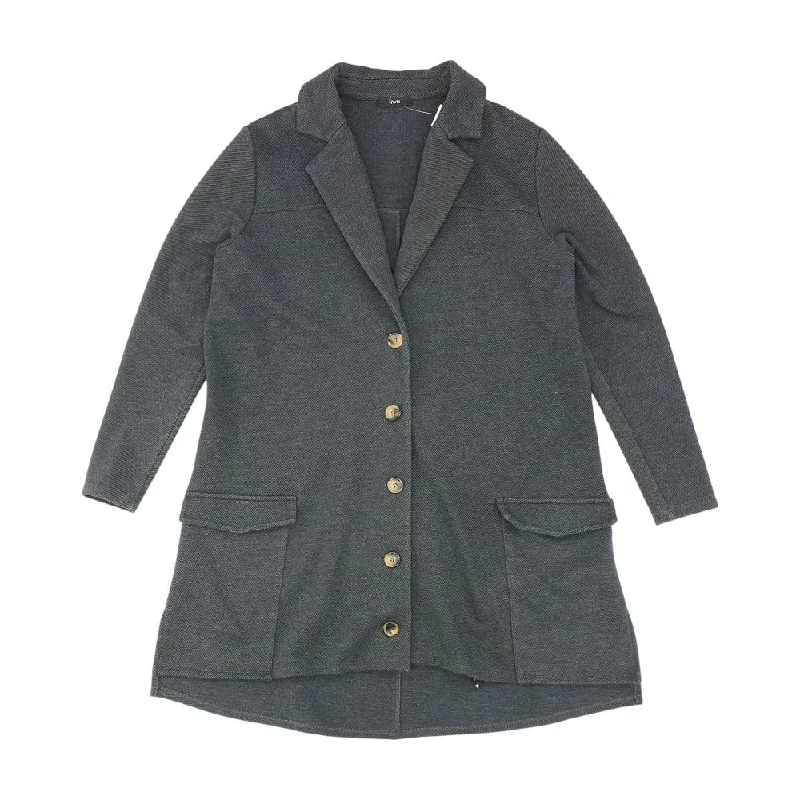 Gray Solid Coat Elasticated Drawstring Belted