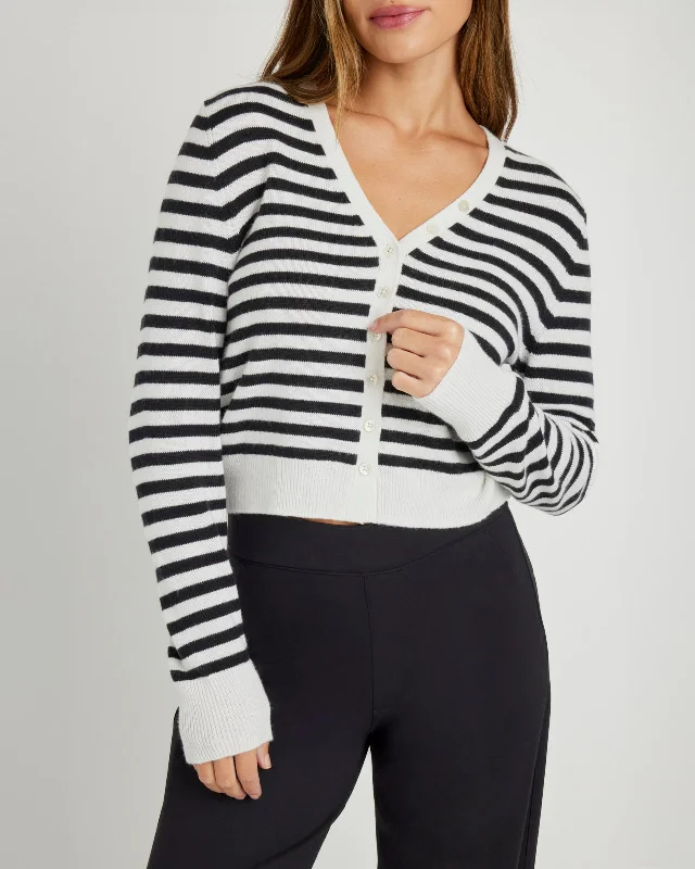 Santina Stripe Cardigan Spandex Rayon Corduroy