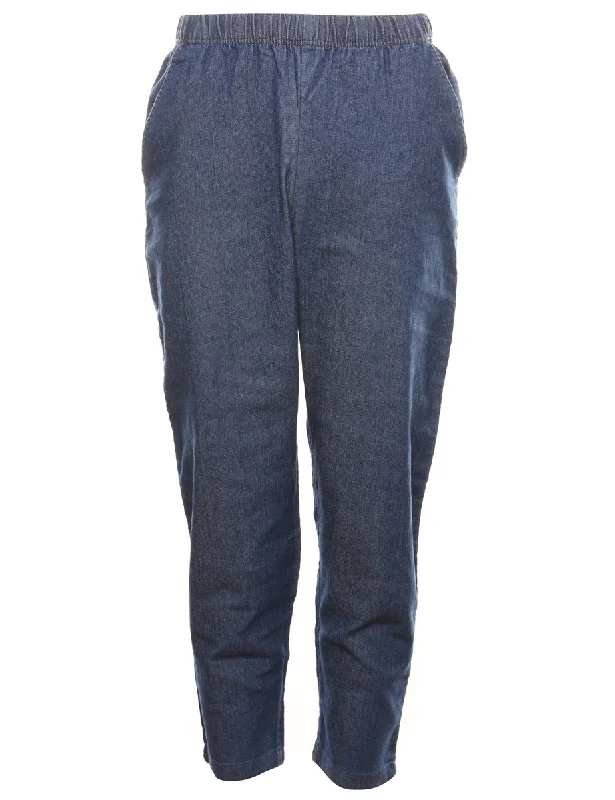 Tapered Dark Wash Denim Trousers - W28 L27 Trousers Fleece Cozy