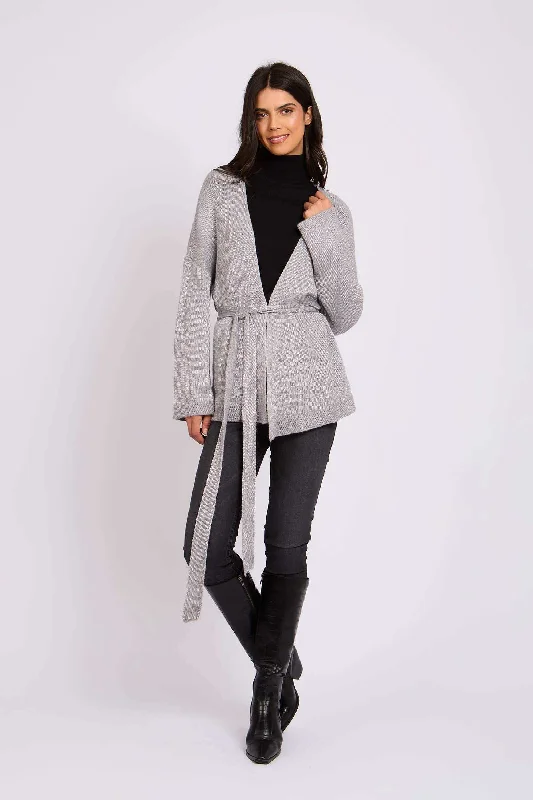 Women Regular Fit Cardigan - Grey Velvet Chenille Corduroy