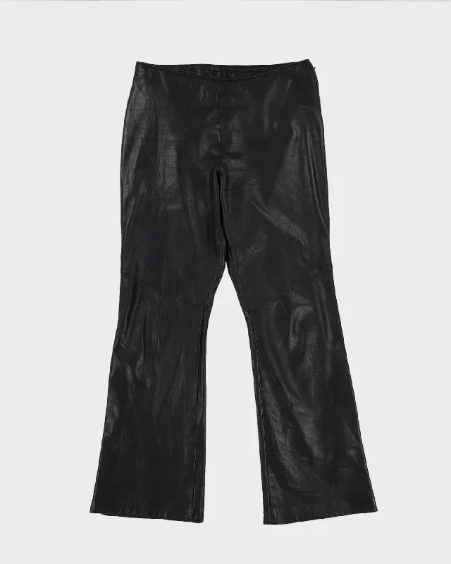Black Leather Trousers - W29 L28 High Waist Slim Fit Ankle Length