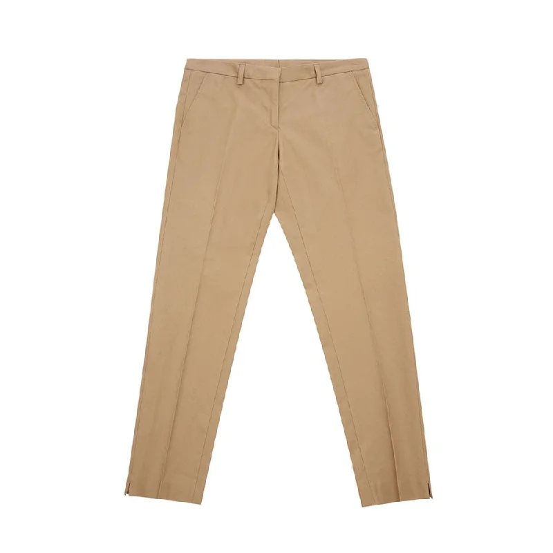 Elegant Brown Cotton Trousers For Women Trousers sophisticated sleek