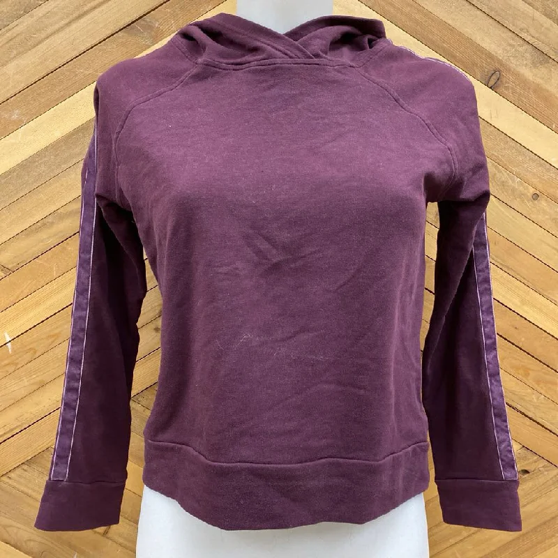 AskYa- cropped hoodie : Burgundy -women-LG Hoodie with Hem Frayed Vintage Worn