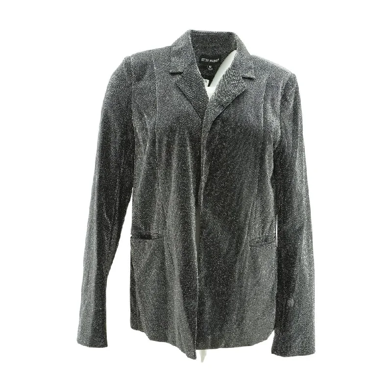 Silver Solid Blazer Women's Luxury Jacket
