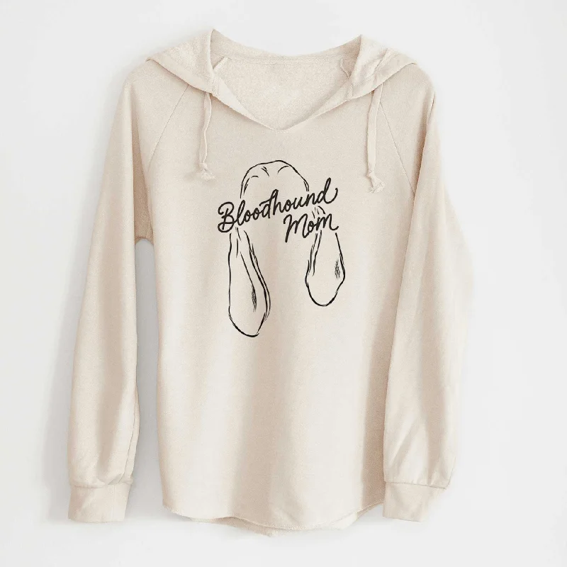 Bloodhound Mom - Cali Wave Hooded Sweatshirt Hoodie with Thumb Holes Functional Cozy Bloodhound Mom - Cali Wave Hooded Sweatshirt Hoodie with Thumb Holes Functional Cozy