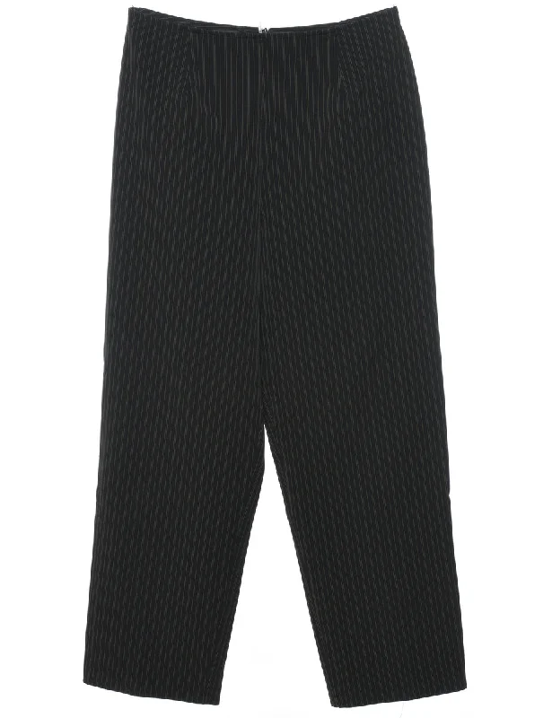 Classic Black Pinstriped Trousers - W30 L28 Trousers luxurious premium