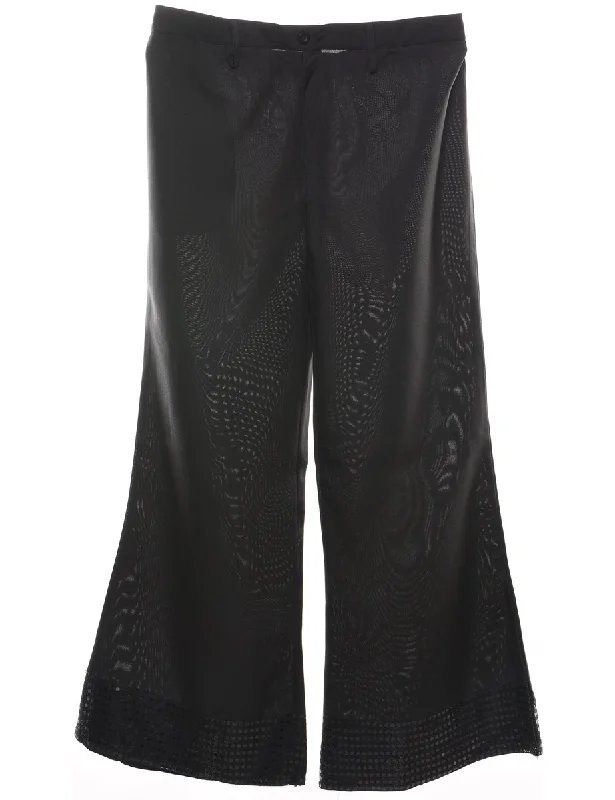 Black Sheer Flared Trousers - W37 L33 Trousers Cargo pockets