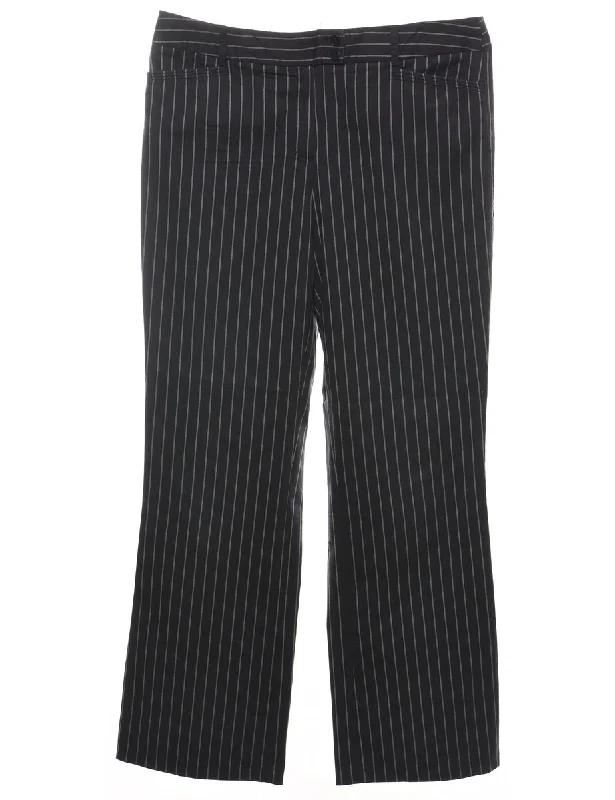 Black & White Striped Y2K Trousers - W36 L32 Cropped Trousers Casual Linen