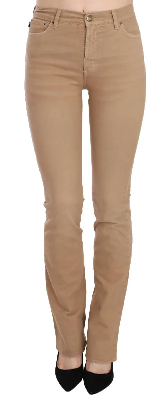 Chic Brown Mid Waist Skinny Trousers Trousers Hiking Durable