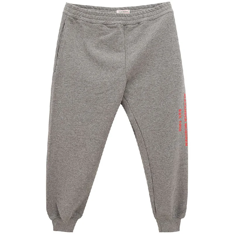 Chic Gray Cotton Blend Trousers Trousers stylish elegant