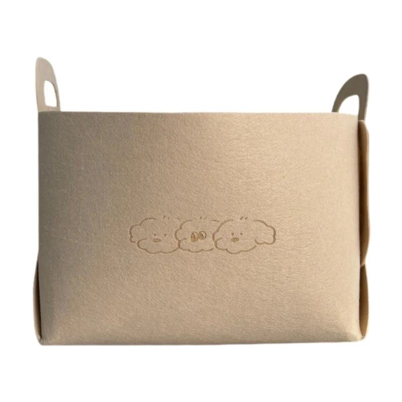Pet Toy Storage Box Large Felt Storage Basket for Clothing Dog Coats Blanket L Front Pockets Side Pockets Patch Pockets