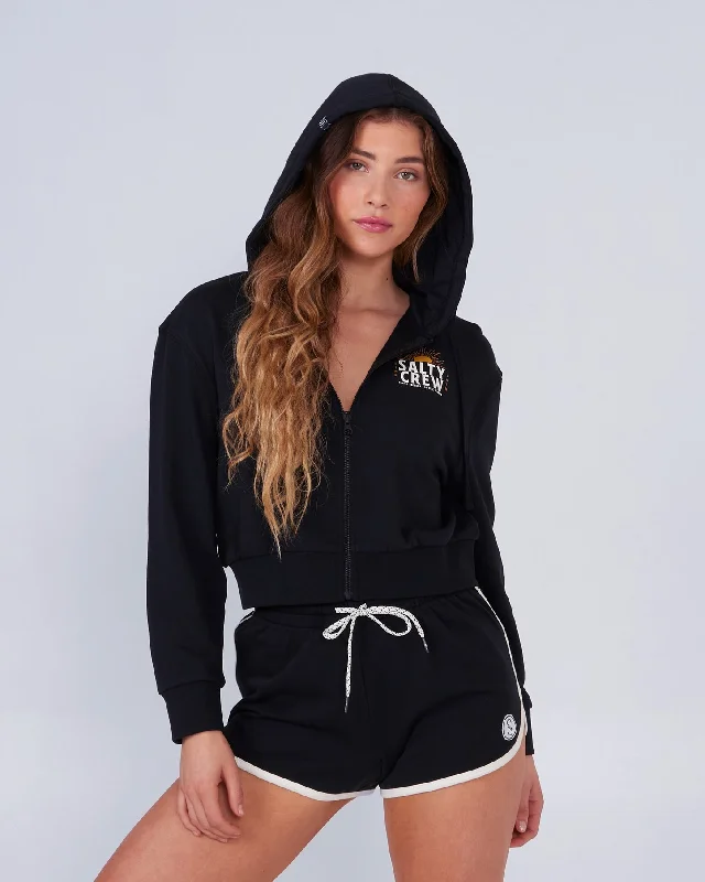 Salty Crew Women's "Cruisin" Cropped Zip Hoodie Hoodie with Stripes Bold Sporty