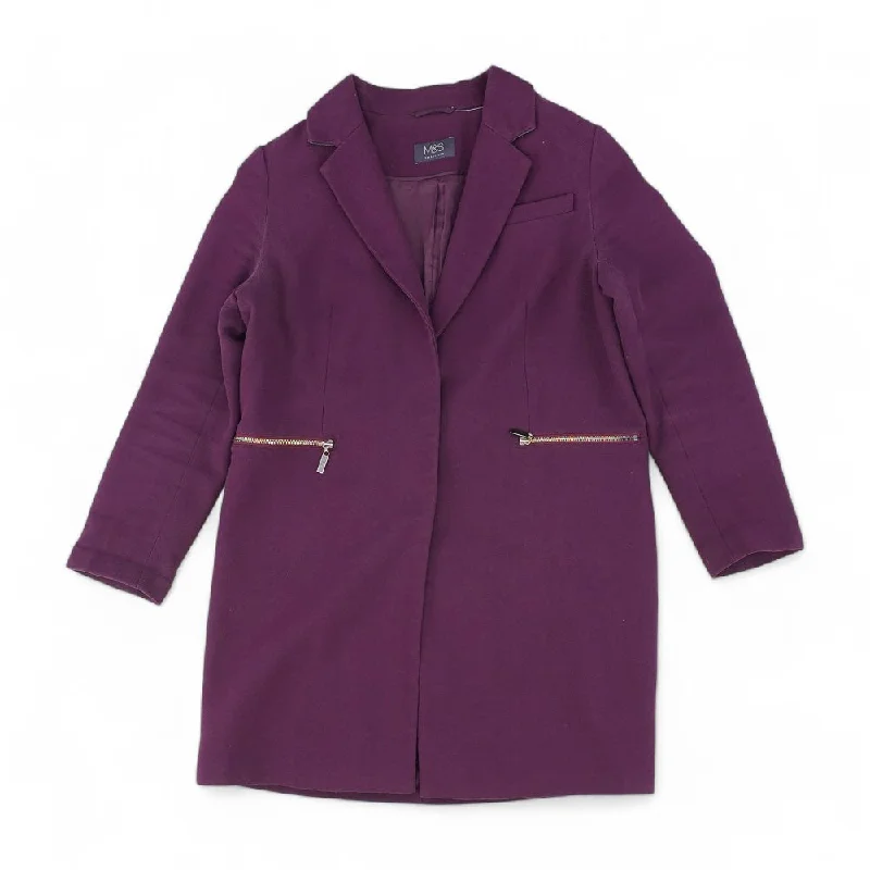 Purple Solid Coat Mesh Canvas Denim