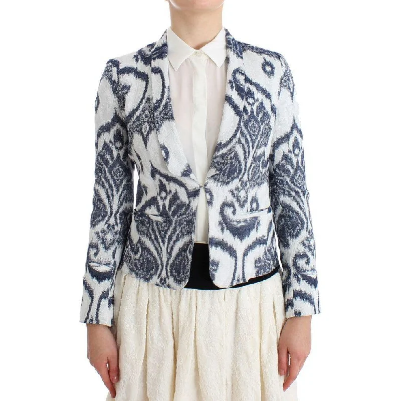 Christian Pellizzari Elegant Two-Tone Blue Short Blazer Women's Handmade Blazer