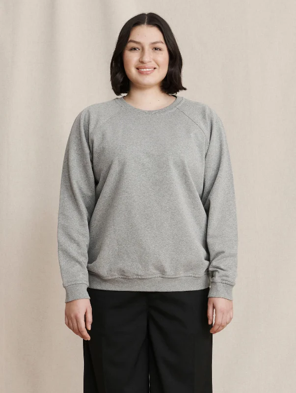 Maiju Sweatshirt Light Melange Grey Hoodie with Button Placket Classic Preppy