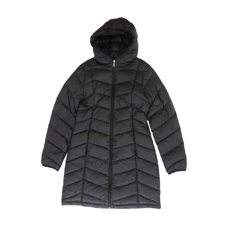 Black Solid Puffer Coat Buttoned Toggled Snapped