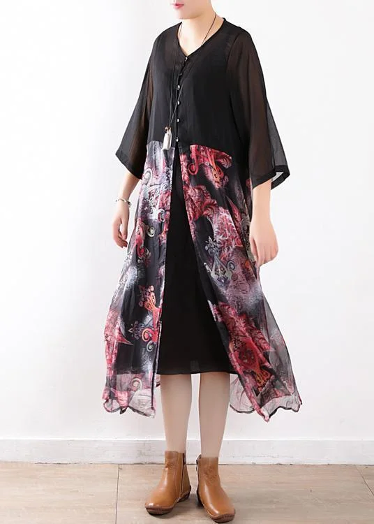 Women black chiffon cardigan For Women 2025 Fabrics patchwork prints Maxi summer Dress Polka Dot Checkered Tartan Women black chiffon cardigan For Women 2025 Fabrics patchwork prints Maxi summer Dress Polka Dot Checkered Tartan