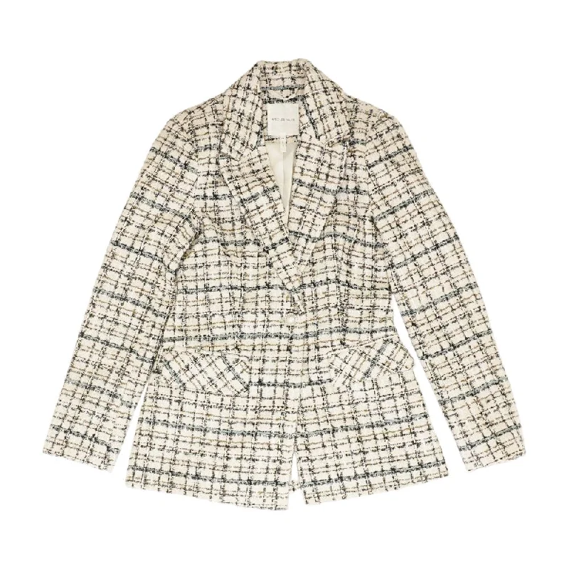 Ivory Plaid Blazer Women's Long Blazer