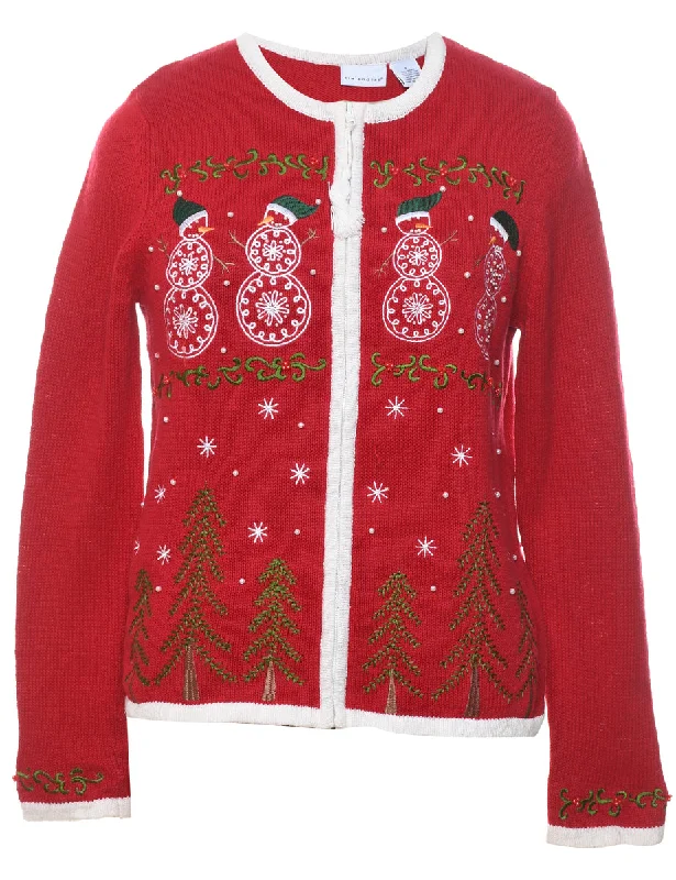 Snowman Christmas Cardigan - S Seamless Knitted Crochet