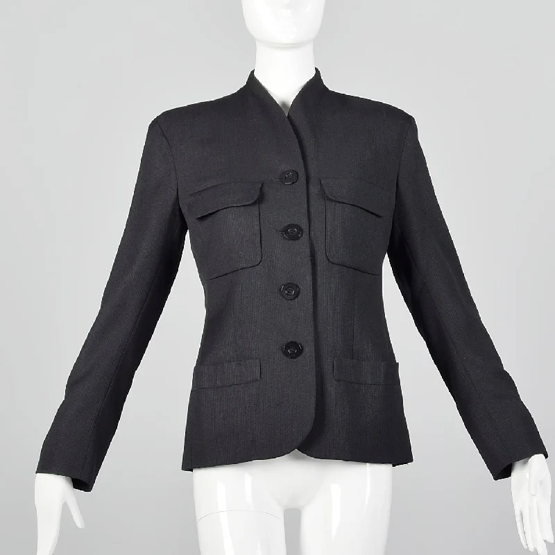 1990s Yves Saint Laurent Black Blazer Women's Trench Blazer