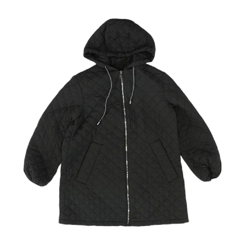 Black Solid Coat Suede Jacket Faux Fur Jacket Puffer Jacket