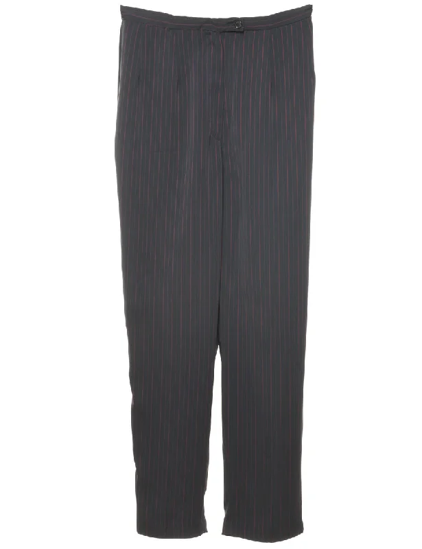 Pinstriped Black & Red Trousers - W28 L29 Trousers chic elegant