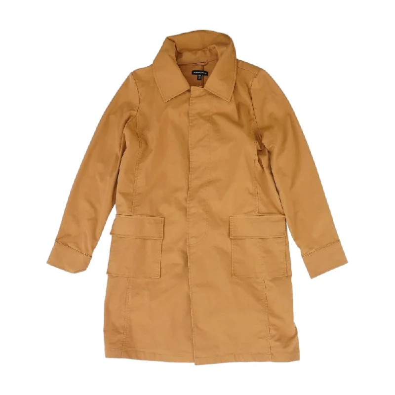 Brown Solid Coat Raincoat Turtleneck Coat Wrap Coat