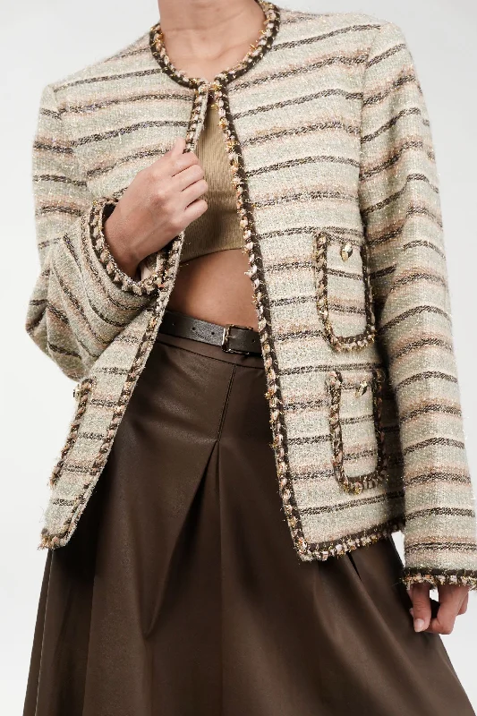 Golden Fern Tweed Blazer Women's Fashion Blazer