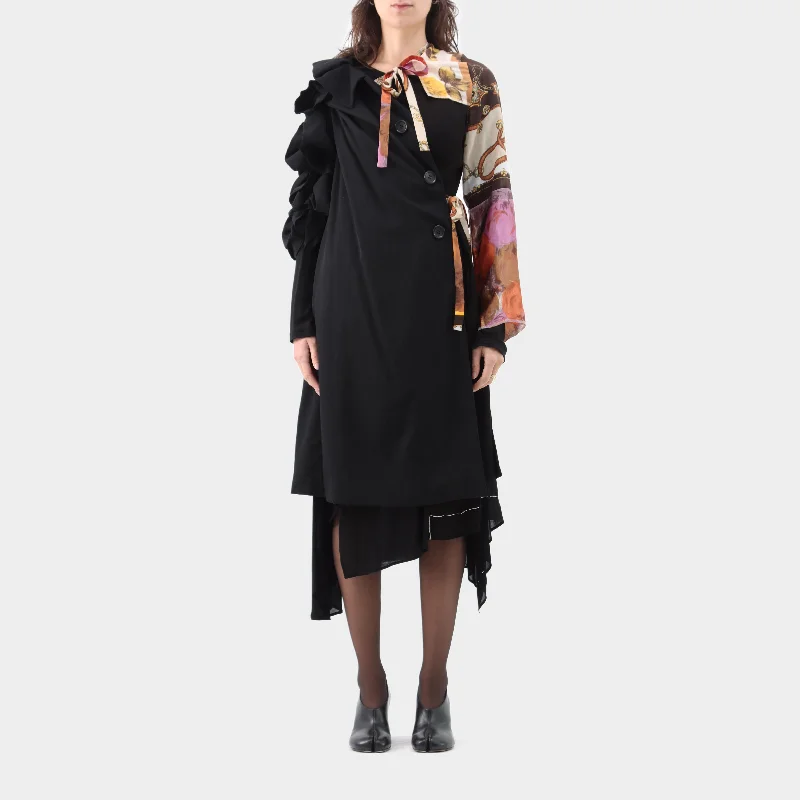 Comme des Garçons Ruffle Recycled Scarf Half Coat Boat Neck Jacket Square Neck Jacket One-Shoulder Jacket Comme des Garçons Ruffle Recycled Scarf Half Coat Boat Neck Jacket Square Neck Jacket One-Shoulder Jacket