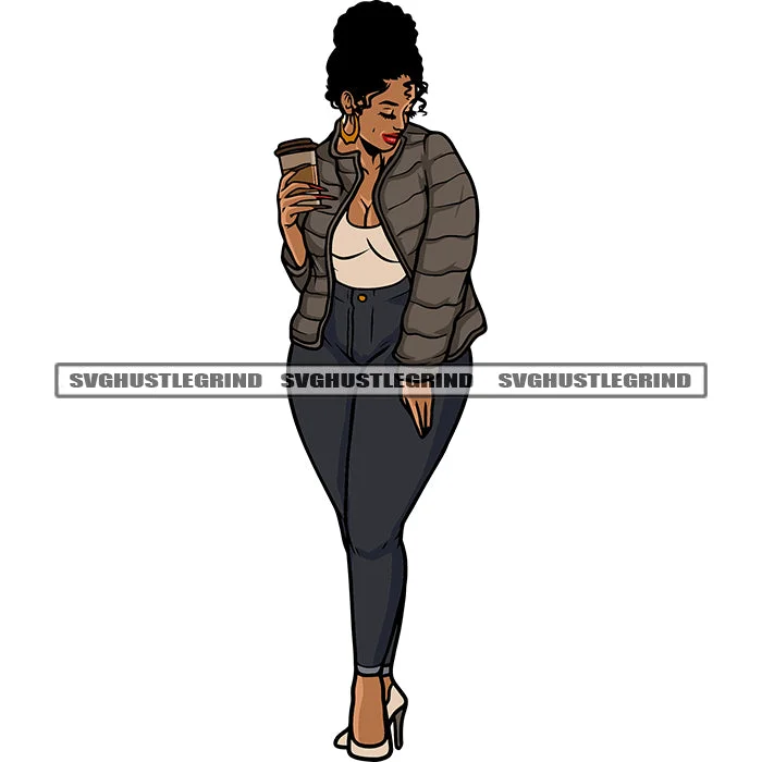 Woman Hand Holding Coffee Mug And African American Woman Standing Design Element Business Woman Wearing Coat Vector Curly Hairstyle SVG JPG PNG Vector Clipart Cricut Silhouette Cut Cutting Trapeze Tunic Caftan Woman Hand Holding Coffee Mug And African American Woman Standing Design Element Business Woman Wearing Coat Vector Curly Hairstyle SVG JPG PNG Vector Clipart Cricut Silhouette Cut Cutting Trapeze Tunic Caftan