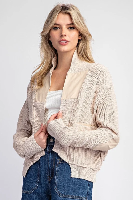 Elbow Patch Cardigan Beaded Cardigan Sequined Faux Fur