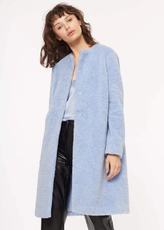 Emmy Sherpa Coat in Alpine blue Knit Woven Fleece